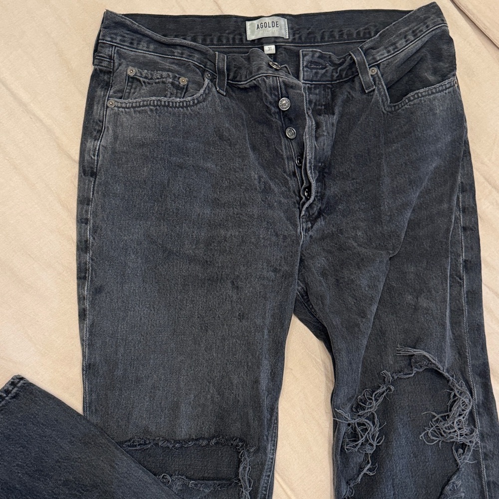 Agolde Charcoal Distressed Denim
